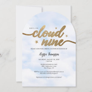 Dreamy She's on Cloud 9 Bridal Shower Clouds arch Invitation