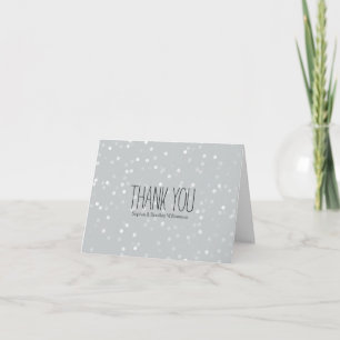 Dreamy Silver and White Confetti Bokeh Thank you Card