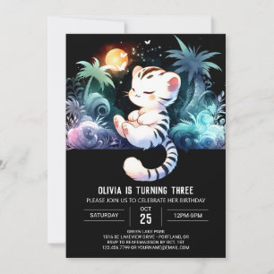 Dreamy Simple Tiger Birthday Invitation