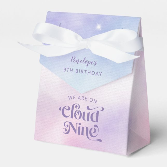 Dreamy Sky Cloud Nine 9th Birthday Favor Box (Front Side)