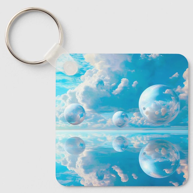 Dreamy Sky Surreal Nature Landscape Keychain (Front)