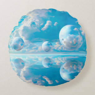 Dreamy Sky Surreal Nature Landscape Round Pillow