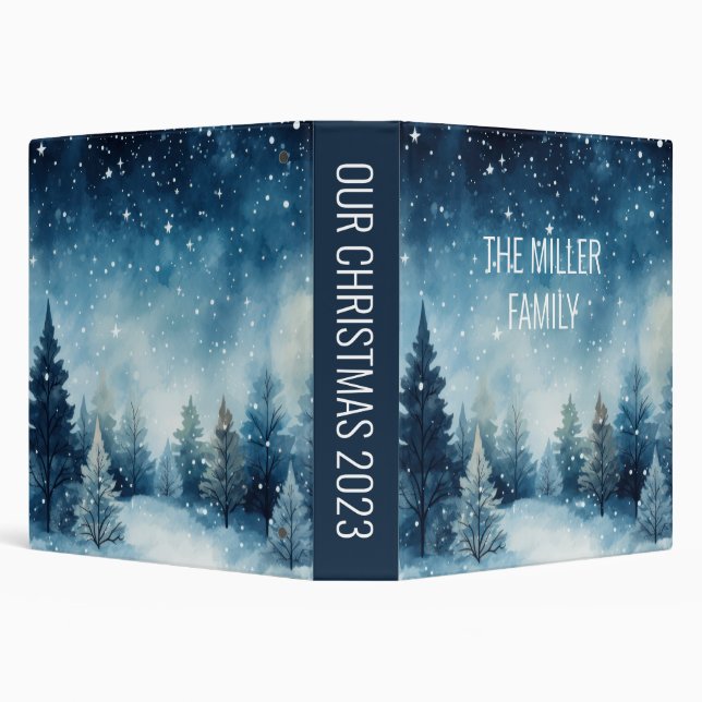 Dreamy snowy watercolor winter landscape binder (Background)