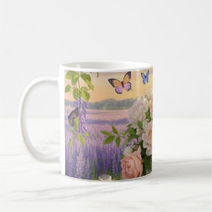 Dreamy, soft-focus scene of a lavish, Floral  Coffee Mug