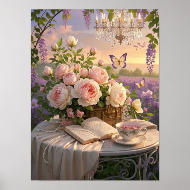 Dreamy, soft-focus scene of a lavish, Floral Poster (Front)