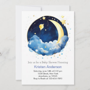 Dreamy Space Blissful Boy Baby Shower Invitation