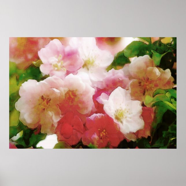 Dreamy Spring Blossoms Water Colour Poster (Front)