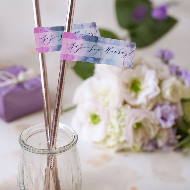 Dreamy Spring Bridal Shower Straw Flag Stickers (Creator Uploaded)
