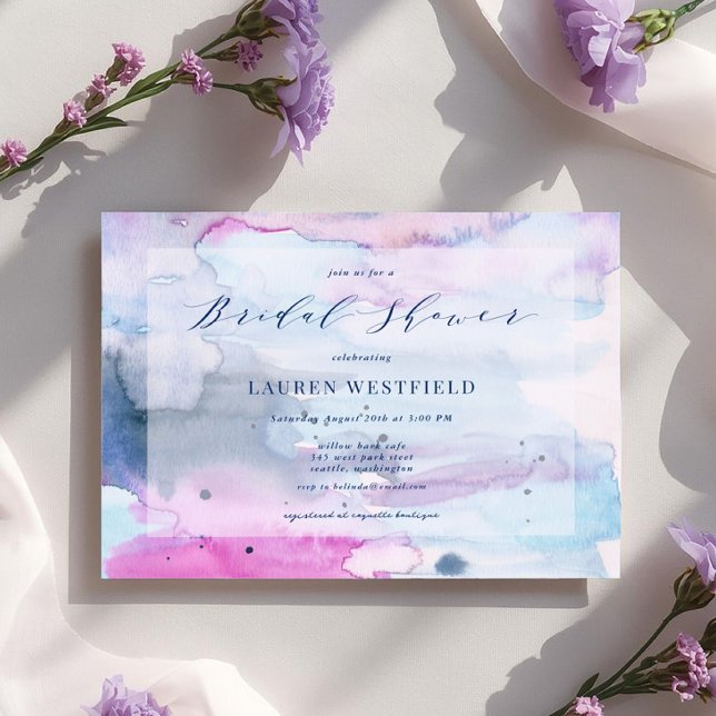 Dreamy Spring Pink & Navy Bridal Shower Invitation (Créateur téléchargé)
