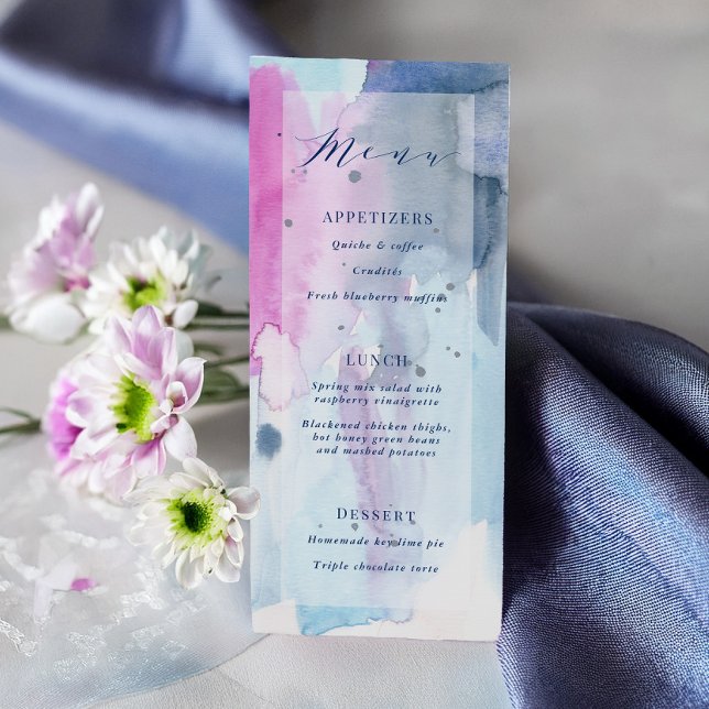 Dreamy Spring Watercolor Bridal Shower Menu Card (Creator Uploaded)