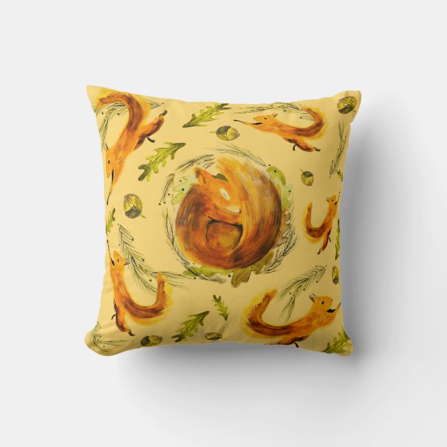 dreamy squirrel throw pillow (Front)
