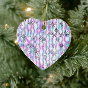 Dreamy Starburst Waves Pattern Ceramic Ornament