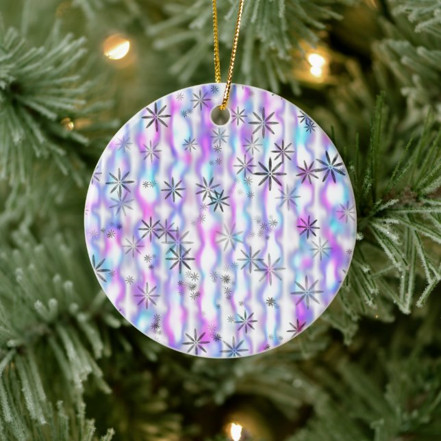Dreamy Starburst Waves Pattern Ceramic Ornament (Tree)