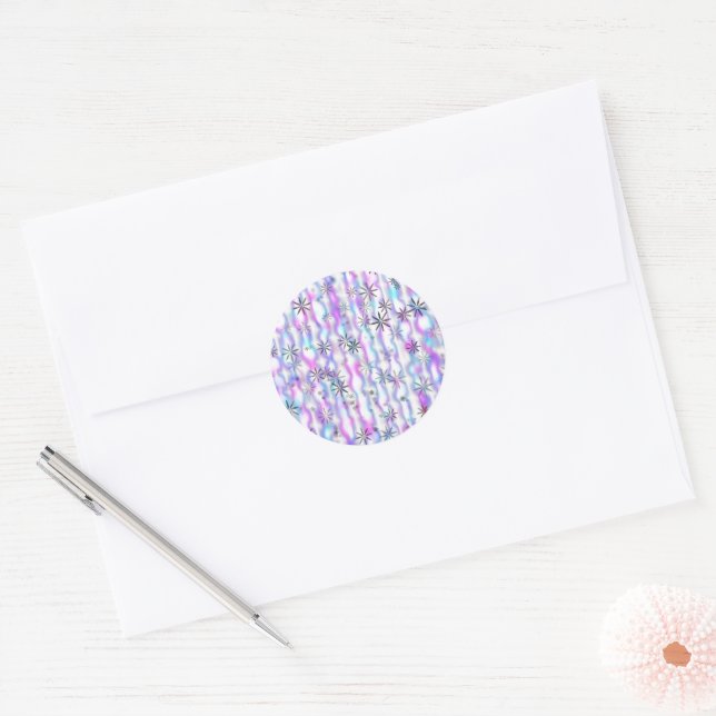 Dreamy Starburst Waves Pattern Classic Round Sticker (Envelope)