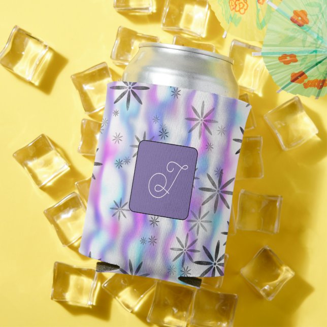 Dreamy Starburst Waves Pattern Personalized Can Cooler (In Situ Summer)