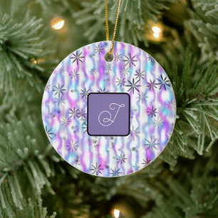 Dreamy Starburst Waves Pattern Personalized Ceramic Ornament