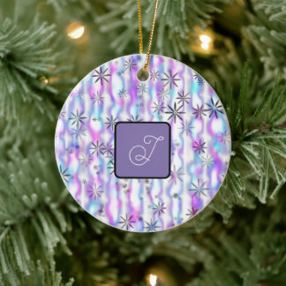 Dreamy Starburst Waves Pattern Personalized Ceramic Ornament