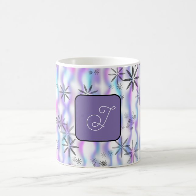 Dreamy Starburst Waves Pattern Personalized Coffee Mug (Center)