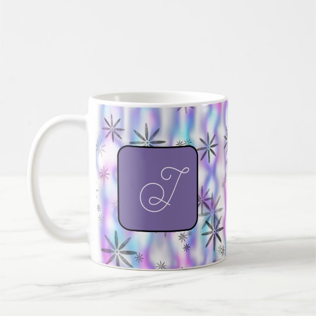 Dreamy Starburst Waves Pattern Personalized Coffee Mug (Left)