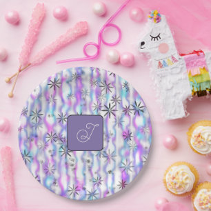 Dreamy Starburst Waves Pattern Personalized Paper Plate