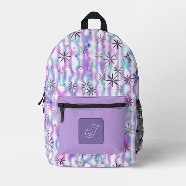Dreamy Starburst Waves Pattern Personalized  Printed Backpack (Front)