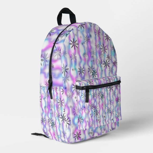 Dreamy Starburst Waves Pattern Printed Backpack (Back Corner Left)