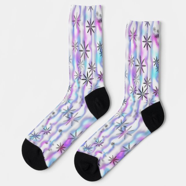 Dreamy Starburst Waves Pattern Socks (Left)