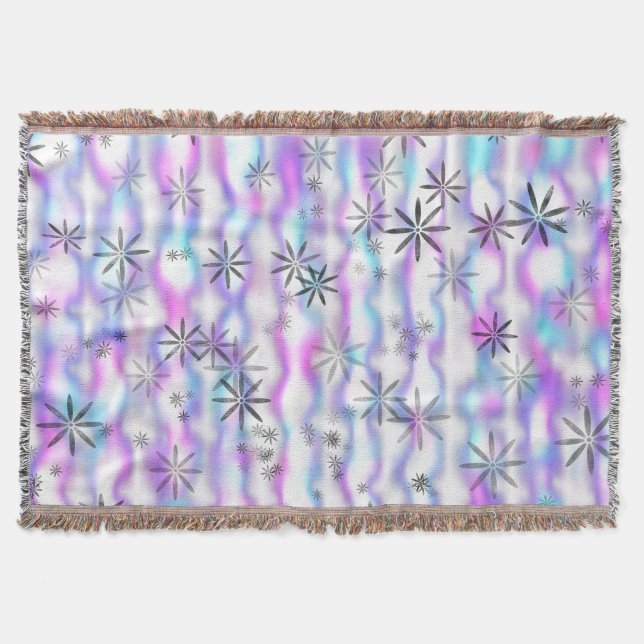Dreamy Starburst Waves Pattern Throw Blanket (Front)