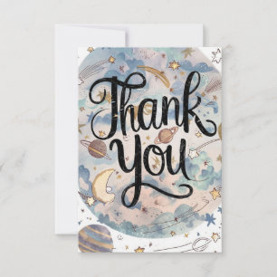 Dreamy Starry Meteor Celestial Thank You Card
