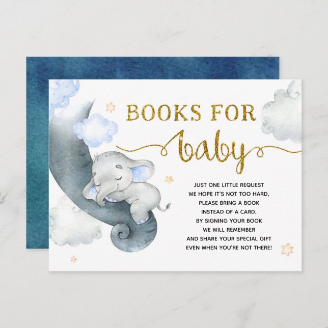 Dreamy Stars Elephant Baby Shower Books for Baby Invitation Postcard (Front/Back)