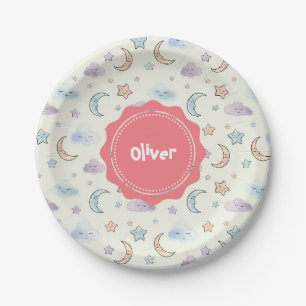 Dreamy Stars, Moons, and Fluffy Clouds Paper Plate