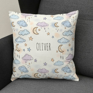 Dreamy Stars, Moons, and Fluffy Clouds  Throw Pillow