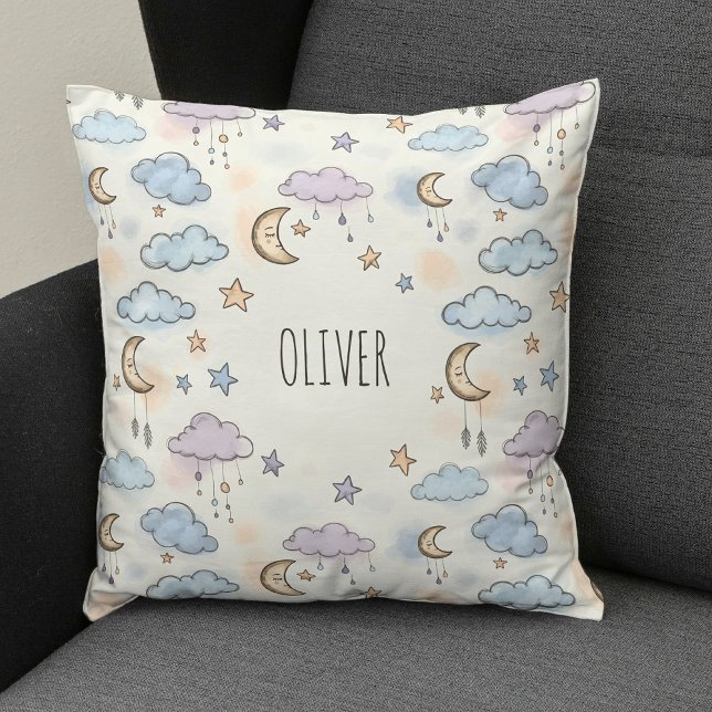 Dreamy Stars, Moons, and Fluffy Clouds  Throw Pillow (Creator Uploaded)