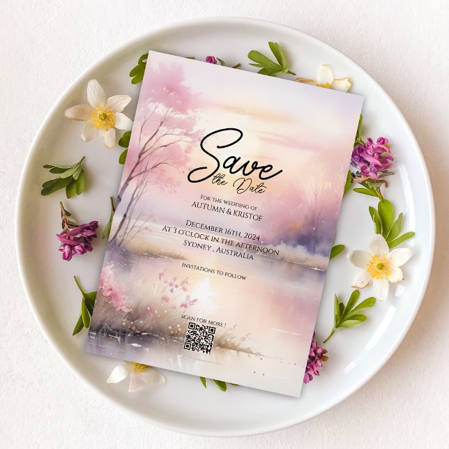 Dreamy Summer Beach Palm Tree Save the date Invitation (Creator Uploaded)