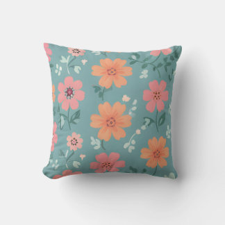 Dreamy Summer Ditsy Floral Throw Pillow