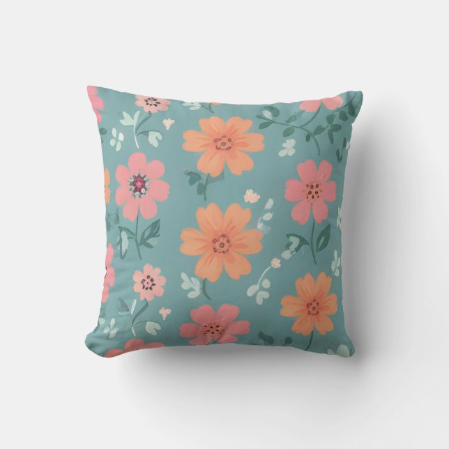 Dreamy Summer Ditsy Floral Throw Pillow (Front)