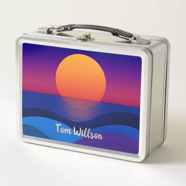 Dreamy Sunset Horizon Personalized Metal Lunchbox (Front)