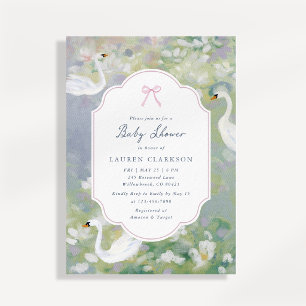 Dreamy Swan Lake Baby Shower Invitation