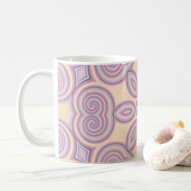 Dreamy Swirls – Pastel Psychedelic Pattern Coffee Mug (With Donut)