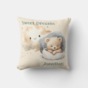 Dreamy Teddy Bear Sky Design Throw Pillow