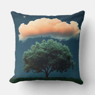 Dreamy Tree and Cloud Throw Pillow