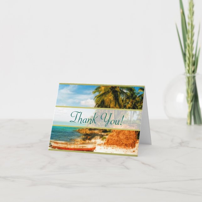 Dreamy Tropical Beach Merci de mariage (Devant)