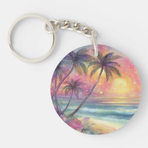 Dreamy tropical beachscape keychain