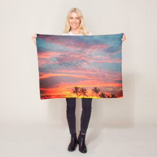 Dreamy Tropical Sunset Fleece Blanket
