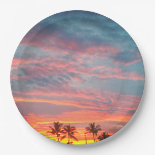 Dreamy Tropical Sunset Paper Plate