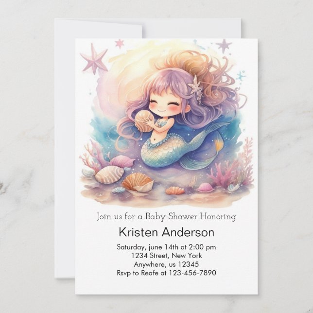 Dreamy Under the Sea Mermaid Baby Shower Invitation (Front)