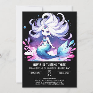 Dreamy Underwater Mermaid Birthday Invitation
