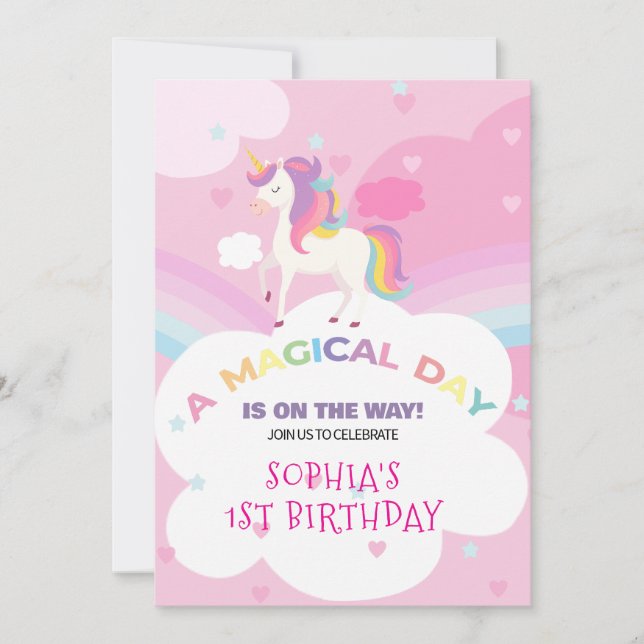 Dreamy Unicorn Birthday Invitation (Front)