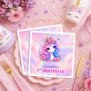 Dreamy Unicorn Girl Birthday Party Napkins Pack
