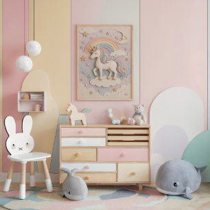 Dreamy Unicorn in Pastel Wonderland  Poster